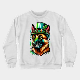 Belgian Malinois Celebrating Saint Patrick's Day Crewneck Sweatshirt